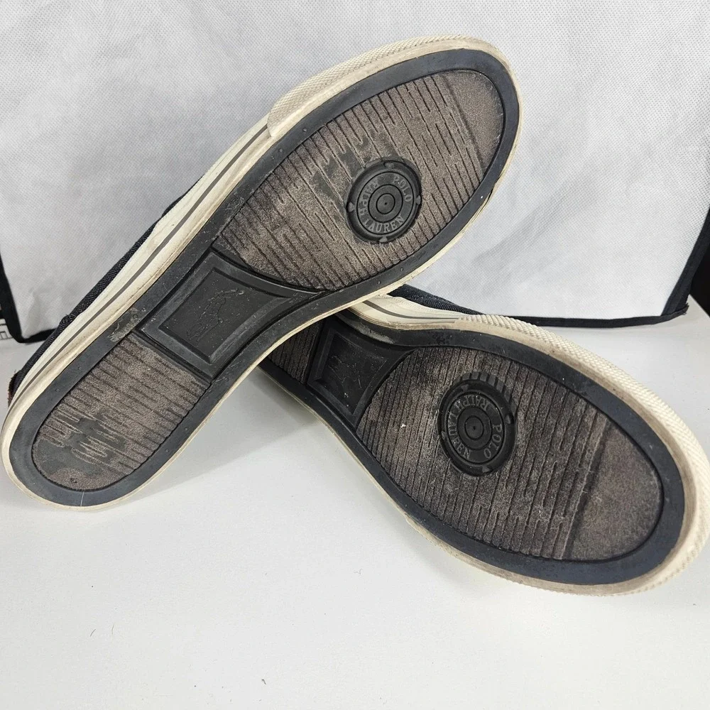 Polo Ralph Lauren Vaughn Mens 10.5D Denim Herringbone Chambray Suede Sneakers
